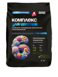 Комплекс для цветов, удобрение минеральное гранулированное Лама Торф 3 кг